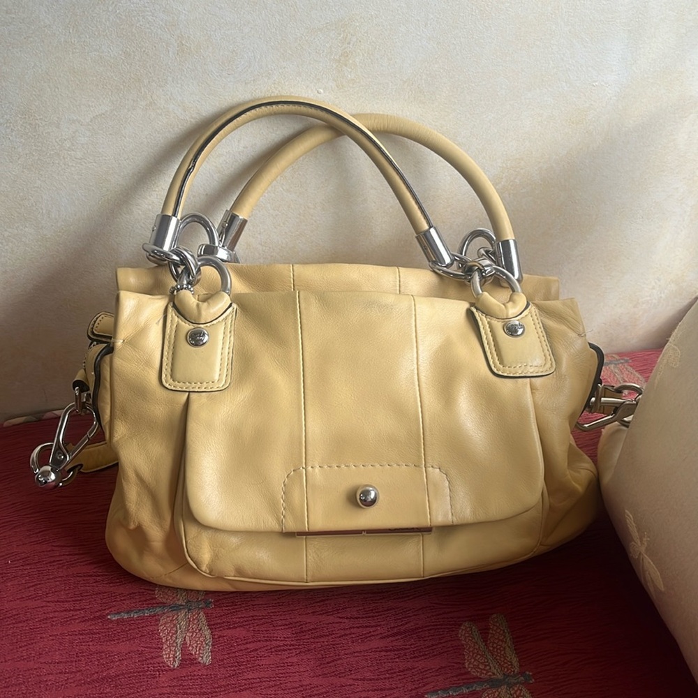 Yellow leather Coach Bag - gently used